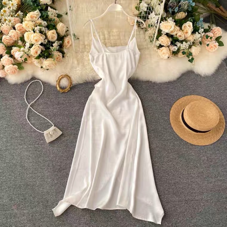 White Sleeveless Silk Dress – The Penthouse